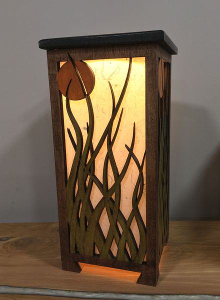 Shoji lamp with a prairie style design